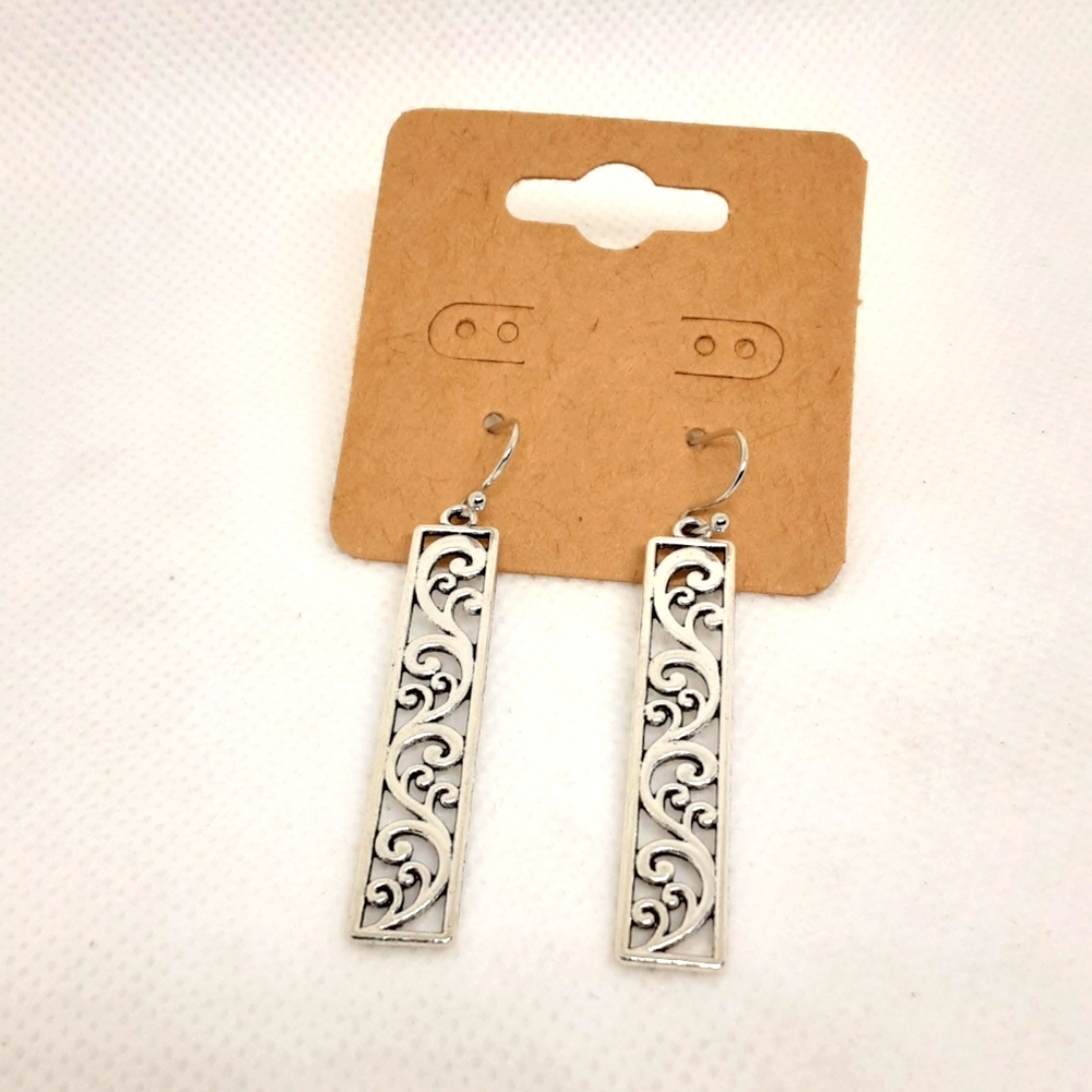 New Long Silvertone Filigree Earrings Bohemiam Boho Festival Fashion